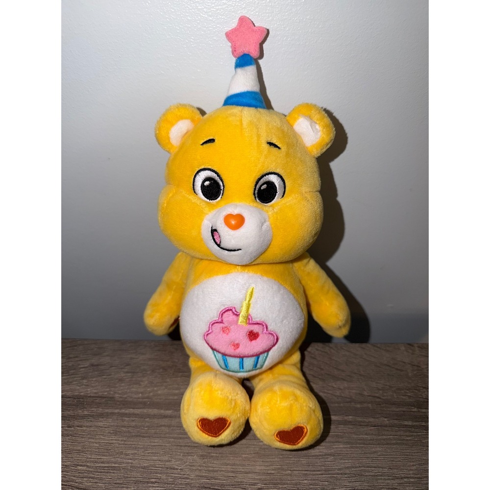 Care Bears Birthday Bear Yellow Plush Party Hat Cupcake 2021 9 inch NWOT